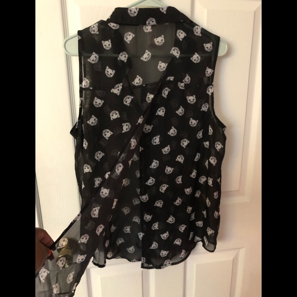 Women’s No Boundaries Sheer Top with White Cats Designed, Plus Size 15-17 - Picture 3 of 4